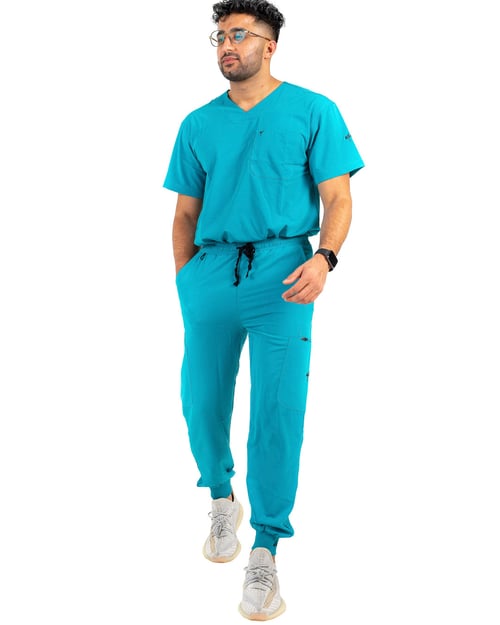 Men's Caribbean Blue Scrub Top, men caribbean blue, men caribbean, caribbean blue, men, caribbean, blue, papii ahmed wearing, ahmed wearing size, wearing size incredibly, size incredibly soft, incredibly soft lightweight, soft lightweight material, lightweight material one, material one chest, papii, ahmed, wearing