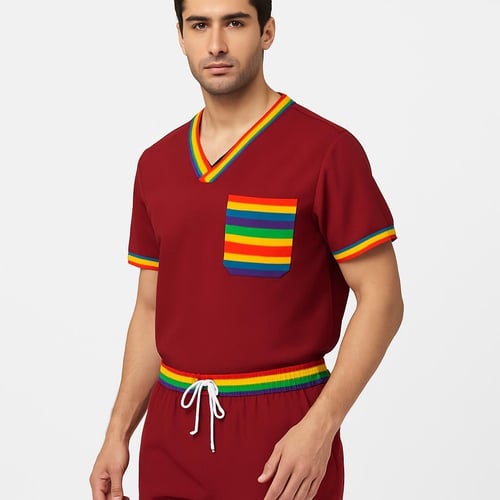 Men’s Rainbow Pride Scrub Top – Vibrant LGBTQ+ Edition, men rainbow pride vibrant, rainbow pride vibrant lgbtq, pride vibrant lgbtq edition, men rainbow pride, rainbow pride vibrant, pride vibrant lgbtq, vibrant lgbtq edition, men rainbow, men, rainbow, pride, vibrant, lgbtq, edition, elevate work wardrobe, work wardrobe our, wardrobe our designed