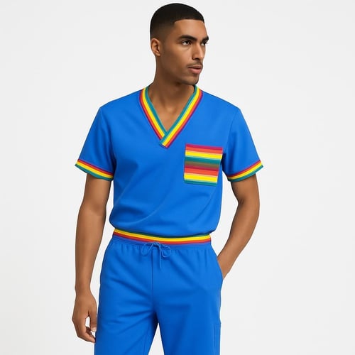 Men’s Rainbow Pride Scrub Top – Vibrant LGBTQ+ Edition, men rainbow pride vibrant, rainbow pride vibrant lgbtq, pride vibrant lgbtq edition, men rainbow pride, rainbow pride vibrant, pride vibrant lgbtq, vibrant lgbtq edition, men rainbow, men, rainbow, pride, vibrant, lgbtq, edition, elevate work wardrobe, work wardrobe our, wardrobe our designed